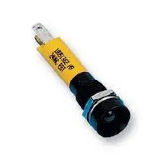 LED Panel Mount Indicator, Black Chrome Bezel, Yellow, 24 VDC, 8 mm, 20 mA, 32 mcd, IP67
